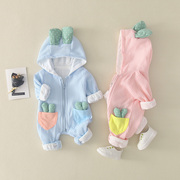 3-4-5-6-7-8-9个月女婴儿衣服，纯棉0-1岁男宝宝秋装，套装新生连体衣
