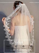 短款单层超仙森系指长式头纱新娘婚纱，礼服服装配饰外景拍照头饰