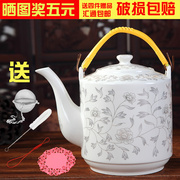 景德镇青花瓷器凉水壶耐高温陶瓷茶壶，大号冷水壶，泡茶壶家用提梁壶