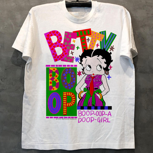 Betty Boop贝蒂娃娃小姐美式卡通复古chic宽松街头短袖男女T恤棉