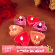 心形蜡烛七夕浪漫粉色红色，紫色爱心摆图创意生日，求婚场景布置道具