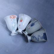 夏禾茶具陶瓷品茗杯功夫茶具，茶杯釉下彩，手绘主人杯单杯聚香闻香杯