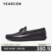 意尔康豆豆鞋男2023秋季真皮商务休闲皮鞋一脚蹬软底单鞋