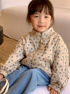 森系女童小棉袄外套棉衣，儿童两面穿碎花棉服，大衣2023秋冬童装