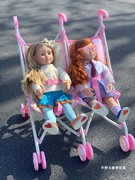 女孩过家家玩具双胞胎娃娃，推车合金手推车婴儿学步车，购物车可折叠