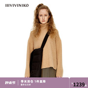 设计师品牌 IIIVIVINIKO冬山羊绒高领松身开衩毛衣