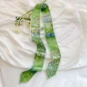 春夏季百搭绿色显气质，丝巾小长条女发带，绑包包飘带装饰领巾配衬衣