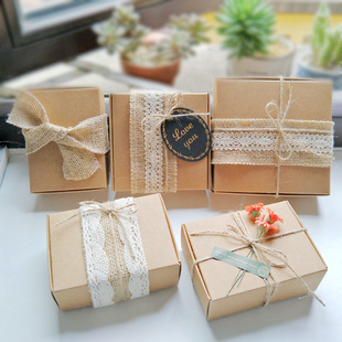 复古文艺牛皮纸盒，伴手礼烘焙饼干糖果盒子，护手霜生日礼物包装盒