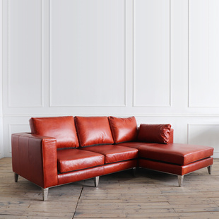 北欧皮艺沙发头层油蜡皮美式创意客厅牛皮，转角沙发组合家具