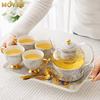 英式下午茶茶杯陶瓷，玻璃花茶具套装水果，蜡烛加热茶壶耐高温