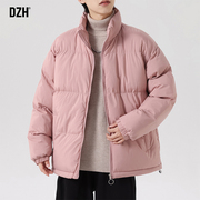 男士粉色立领棉服男韩版潮流，冬季2024加厚冬装，外套短款面包服