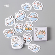 一碗猫手帐贴纸可爱卡通猫咪纸质日记手账本相册diy装饰盒装贴画