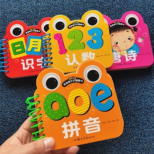 0-6岁幼儿宝宝启蒙卡益智早教撕不烂翻翻书宝宝，识字认数看图学拼音卡片唐诗卡撕不烂看图识字认知书认字卡片婴幼儿数字拼音圈圈书