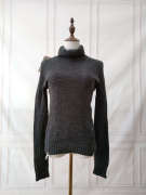 296g~出口打样样板衣 深灰色羊毛混纺拉链设计半高领打底毛衣女装