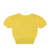 ifkids童装夏季女童儿童针织，t恤裤m子，黄色镂空针织上衣短袖