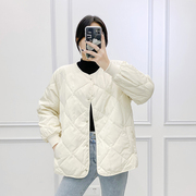 反季菱格轻薄羽绒服女2023年短款韩版小个子白鸭绒冬外套