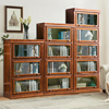 美式实木书柜储物收纳柜家用落地矮柜玻璃门，组合书橱靠墙防尘书架