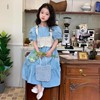 女童连衣裙2024夏季韩系小背带假两件泡泡袖淑女范裙子