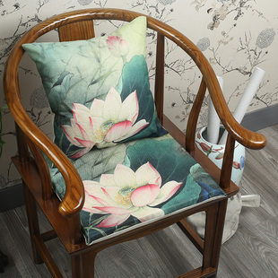 新中式餐椅垫套装，古典棉麻茶室仿古坐垫加厚太师椅垫坐垫定制