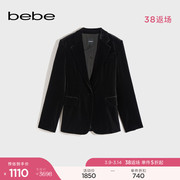 bebe秋冬系列女士丝绒，纯色一粒扣气质，翻领长袖西装外套340101