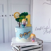 滑板小男孩蛋糕装饰摆件儿童节派对烘焙甜品台糖果妹妹黄头发弟弟