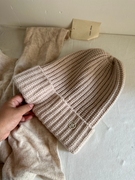 加大版型毛线帽米色麻花针织，显脸小女士，冬季保暖滑雪帽户外帽子