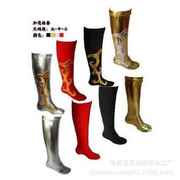 蒙古服靴鞋套藏族表演演出舞蹈靴套高弹力(高弹力，)红色金色黑色花纹鞋套
