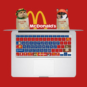 适用MacBook硅胶键盘膜m2pro13保护air苹果15笔记本14电脑汉堡猫