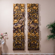 异丽泰国工艺品大象实木雕装饰画玄关，挂屏挂件电视背景墙中式花格