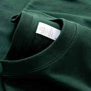 丛林绿 森林绿300g重磅精梳棉纯色圆领短袖t恤厚实不透体恤男女款