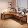 实木转角电脑桌台式L型家用办公桌子卧室简约拐角学习书桌椅组合