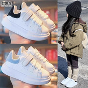 女童加绒麦昆小白鞋，2024秋冬季男童休闲鞋韩版儿童真皮运动鞋