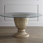 欧式法式餐桌椅组合美式雕花，实木餐桌圆形家用圆桌，高端别墅家具