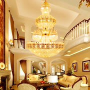 复式楼客厅大吊灯会所，酒店高档吊灯欧式别墅现代金色水晶灯具