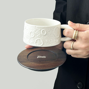 星球创意咖啡杯碟套装高档精致马克杯陶瓷，拿铁杯下午茶水杯情侣杯