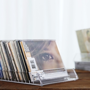 时尚简约设计亚克力透明水晶感多格桌面CD盒碟片收纳盒CD陈列架