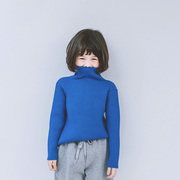 女童高领毛衣外穿冬季韩版儿童洋气宝蓝色套头内搭加厚针织衫秋冬