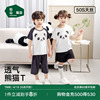 松山棉店儿童熊猫t恤50支莫代尔，柔软清凉透气短袖印花百搭可爱