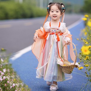 女童汉服春款2024年小女孩中国风，古风超仙连衣裙，儿童唐装襦裙