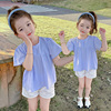 女童夏装短袖衬衫韩版女宝宝娃娃衫薄款时髦上衣T恤儿童衬衣洋气