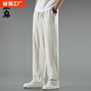 新中式国风男亚麻长裤，夏天薄款宽松直筒，棉麻阔腿休闲裤子2024