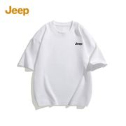 jeep吉普短袖男夏季2024圆领，男士上衣美式纯棉宽松百搭男t恤