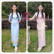 中袖傣族服装套装银丝傣族，单衣系带傣族女装娘惹服多色可选