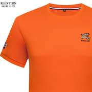 夏季短袖T恤品牌男装丝光棉圆领半袖T体恤上衣服大码宽松橙色橘色