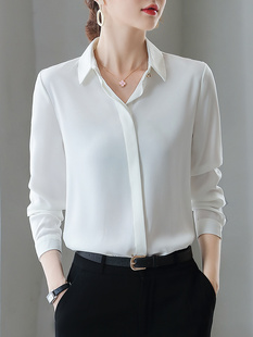 白色衬衫女设计感小众2022秋装上衣，长袖气质职业，雪纺白衬衣(白衬衣)秋