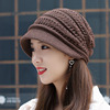 女士秋冬季毛线帽子，韩版时尚鸭舌帽单层针织帽，大码大脸堆堆帽