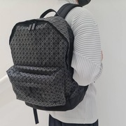 日本2024菱格双肩包情侣(包情侣，)背包电脑包大容量，磨砂黑色男女旅游包