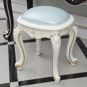 欧式简约白色实木梳妆台，凳子田园梳妆凳，美甲化妆椅子卧室客厅坐凳