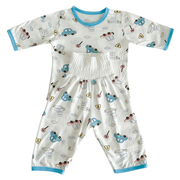 男女宝宝睡衣夏季高腰护肚子婴儿童空调服半袖薄款v竹纤维家居套