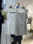 2024夏季韩版宽松两侧口袋抽绳设计重工艺气质显瘦背心连衣裙